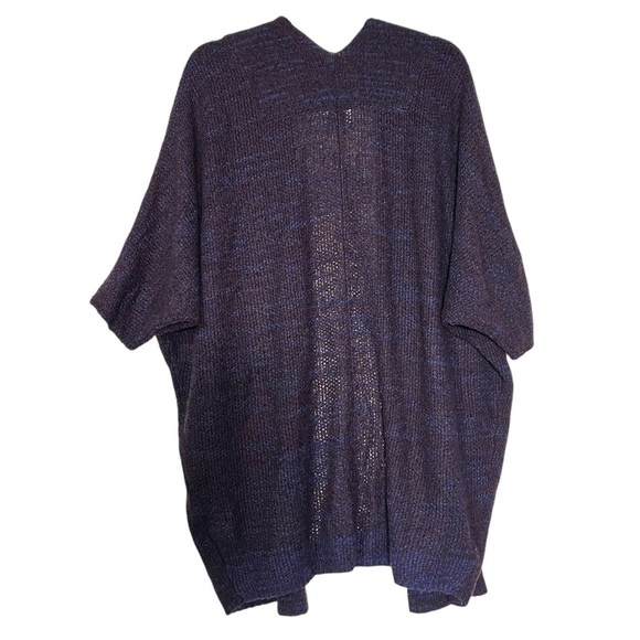 Lucky Brand Crochet Poncho Cardigan Maroon and Blue Size XS/S Wool Open Front - Picture 2 of 12